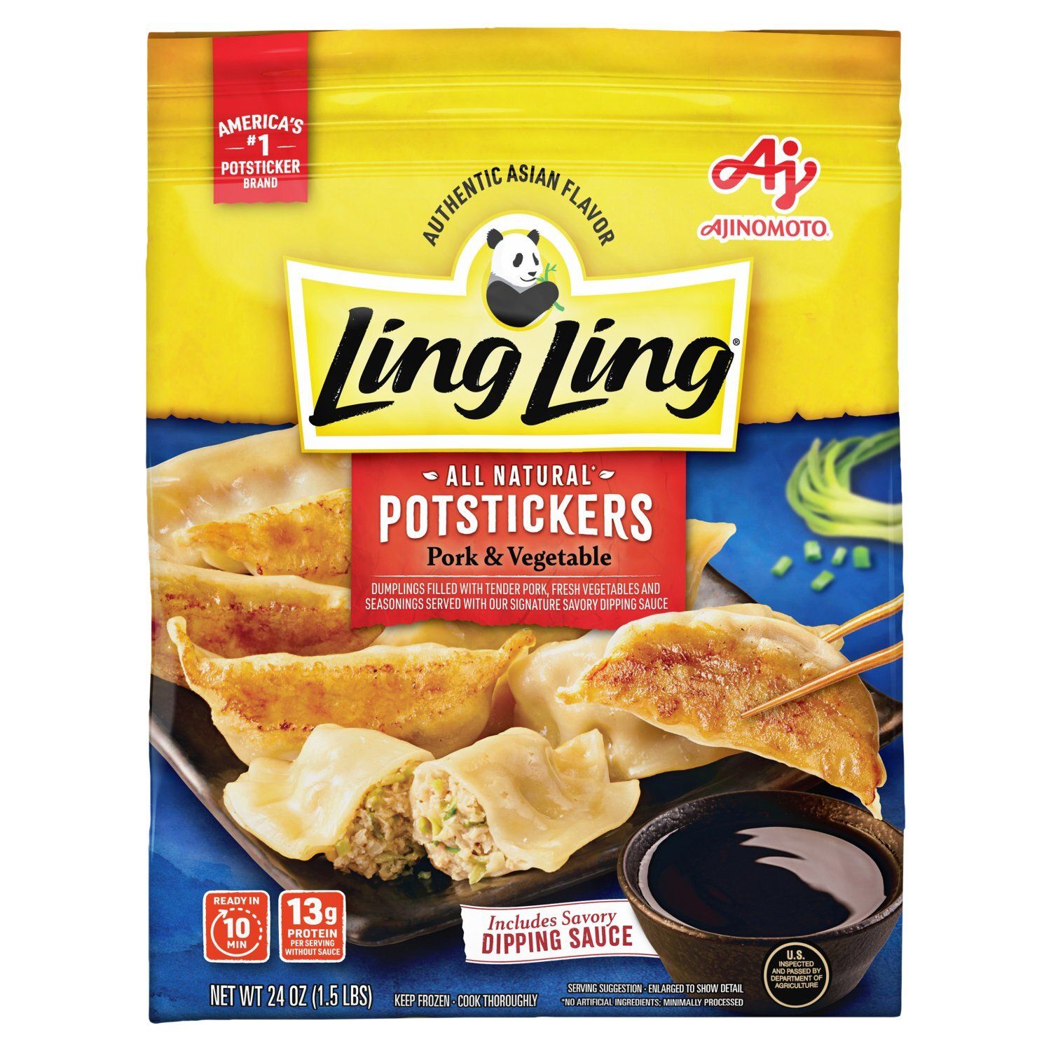 Ajinomoto Ling Ling All Natural Pork &amp; Vegetable Potstickers, 24 oz