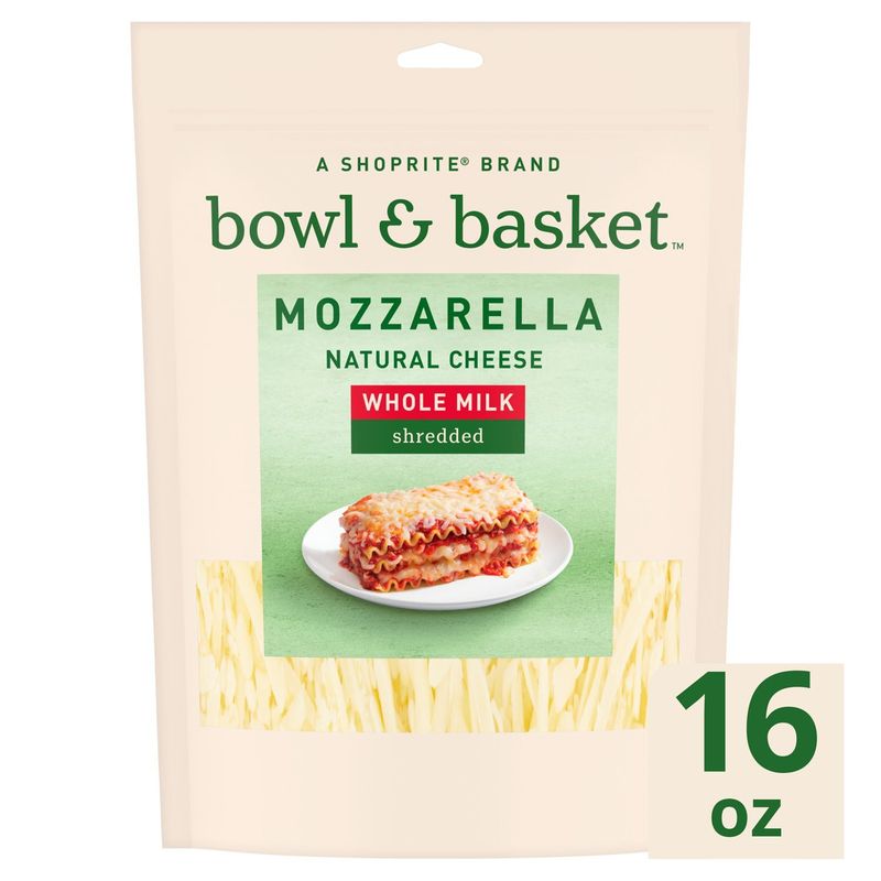 Bowl &amp; Basket Shredded Whole Milk Mozzarella Cheese, 16 oz