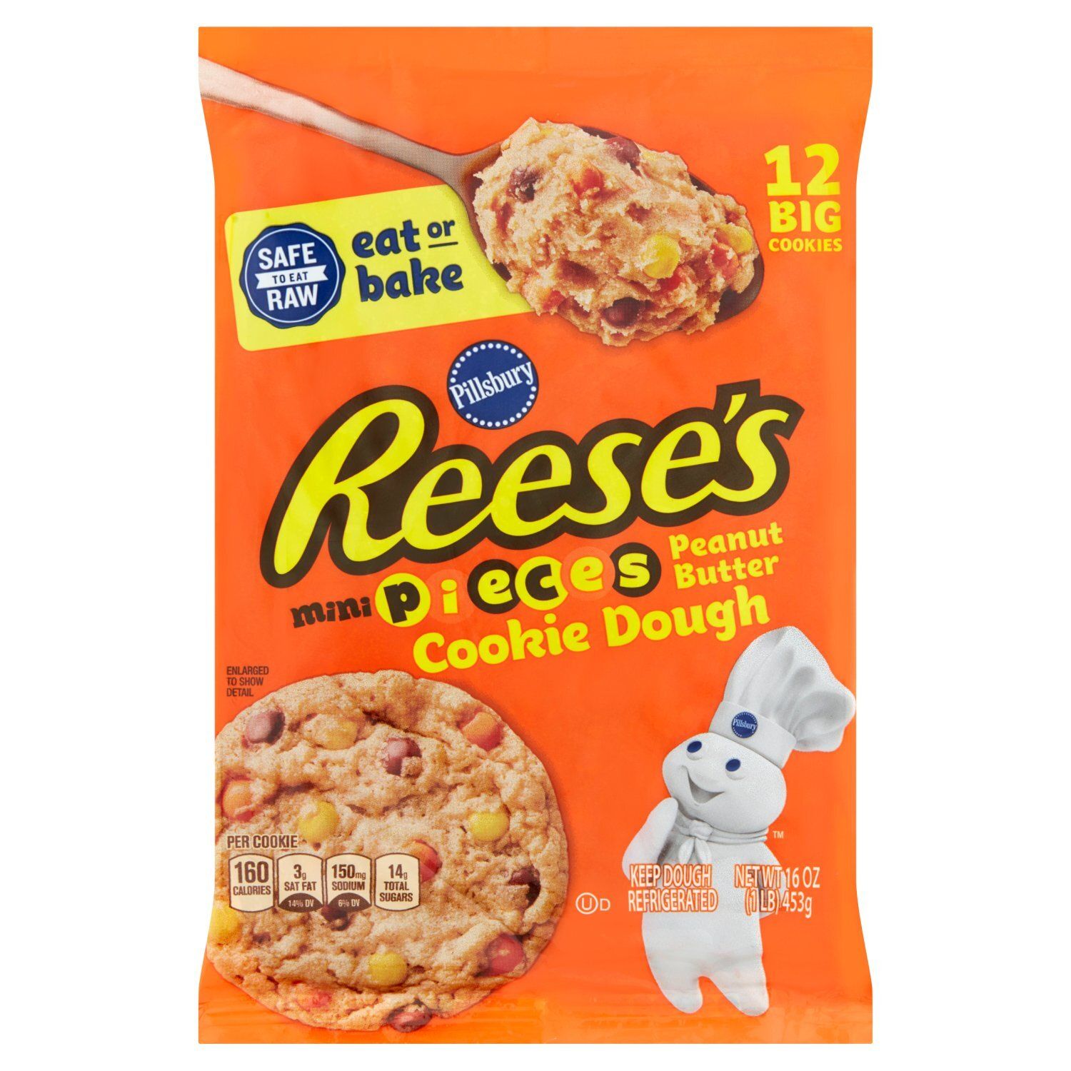 Pillsbury Reese&#39;s Mini Pieces Peanut Butter Cookie Dough, 12 count, 16 oz
