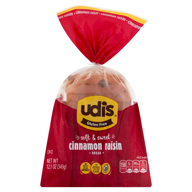 Udi&#39;s Gluten Free Cinnamon Raisin Bread, 12.1 oz