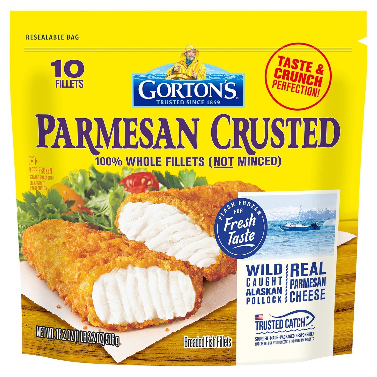 Gorton&#39;s Parmesan Crusted Breaded Fish Fillets, 10 count, 18.2 oz