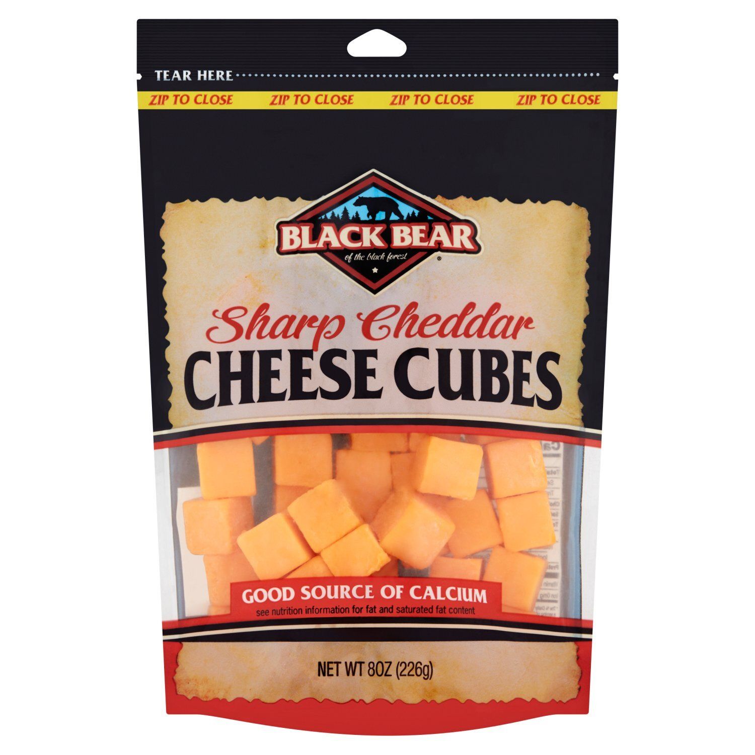 Black Bear Sharp Cheddar Cheese Cubes, 8 oz