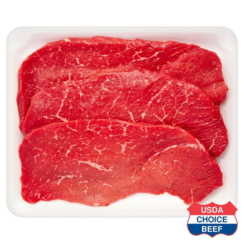 USDA Choice Beef Top Round Steak, Boneless, Family Pack, Average Weight 3 lb Pack