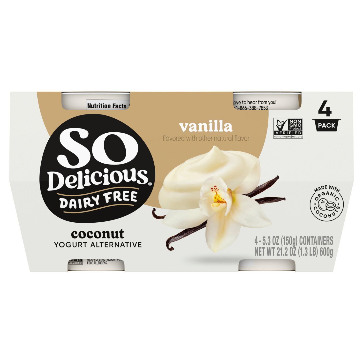 So Delicious Dairy Free Vanilla Coconut Yogurt Alternative, 5.3 oz, 4 count