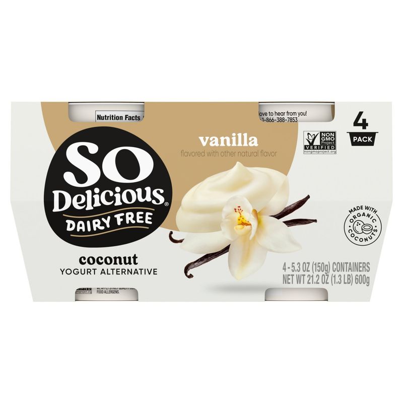 So Delicious Dairy Free Vanilla Coconut Yogurt Alternative, 5.3 oz, 4 count
