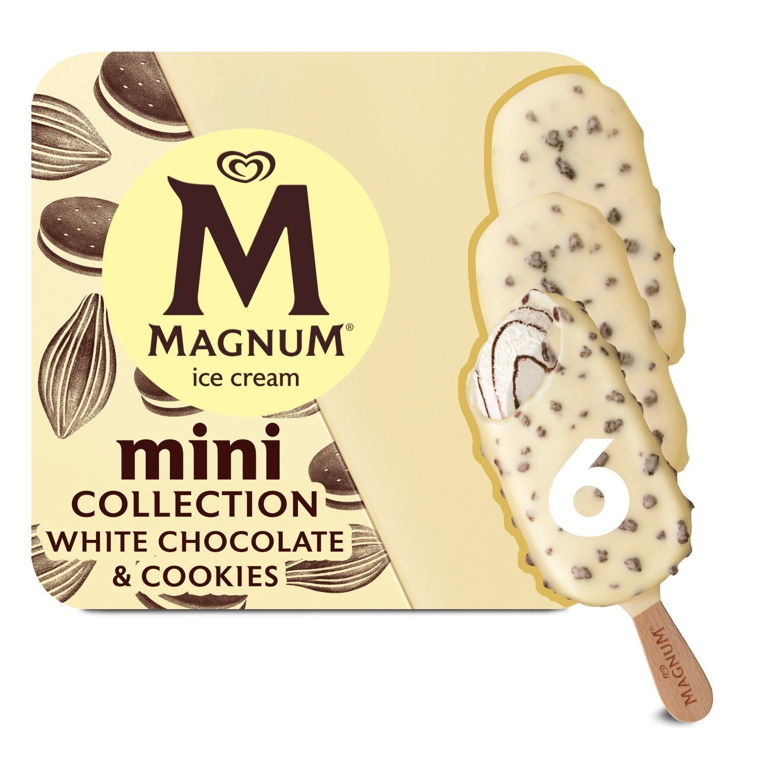 Magnum Mini White Chocolate &amp; Cookies Ice Cream Bars, 6 count, 11.16 fl oz