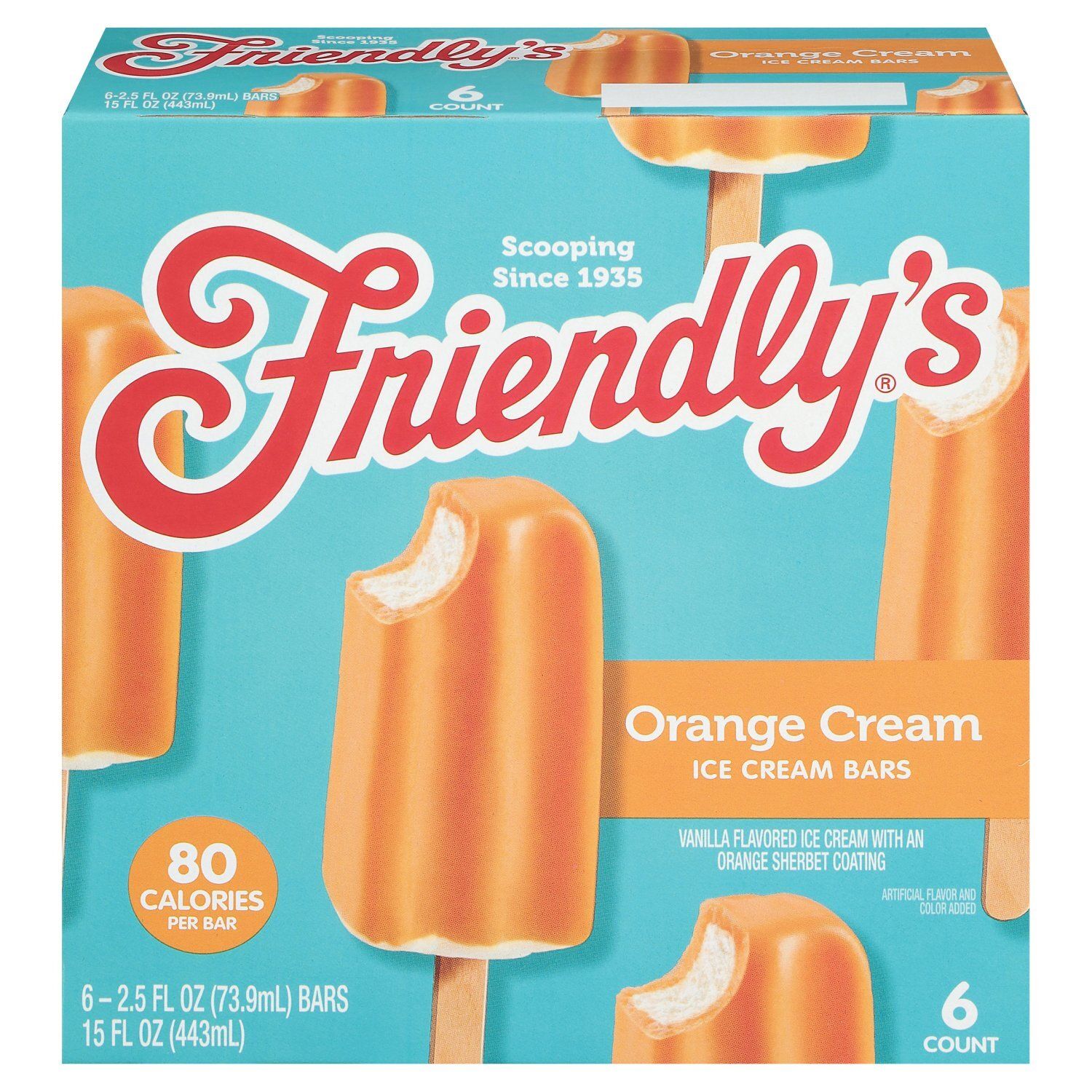 Friendly&#39;s Orange Cream Ice Cream Bars, 2.5 fl oz, 6 count