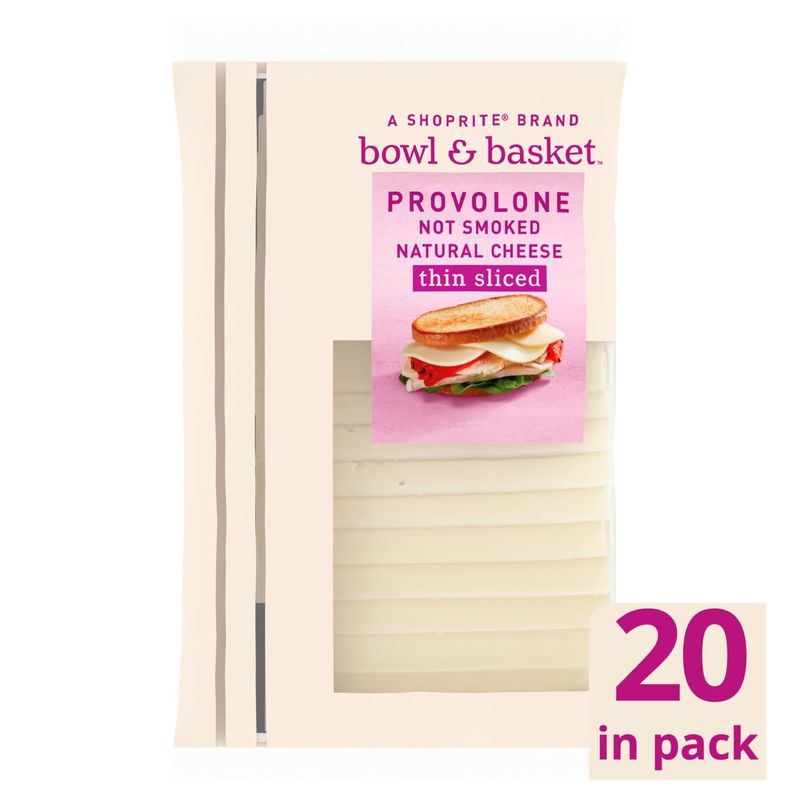 Bowl &amp; Basket Thin Sliced Provolone Natural Cheese, 20 count, 7.6 oz