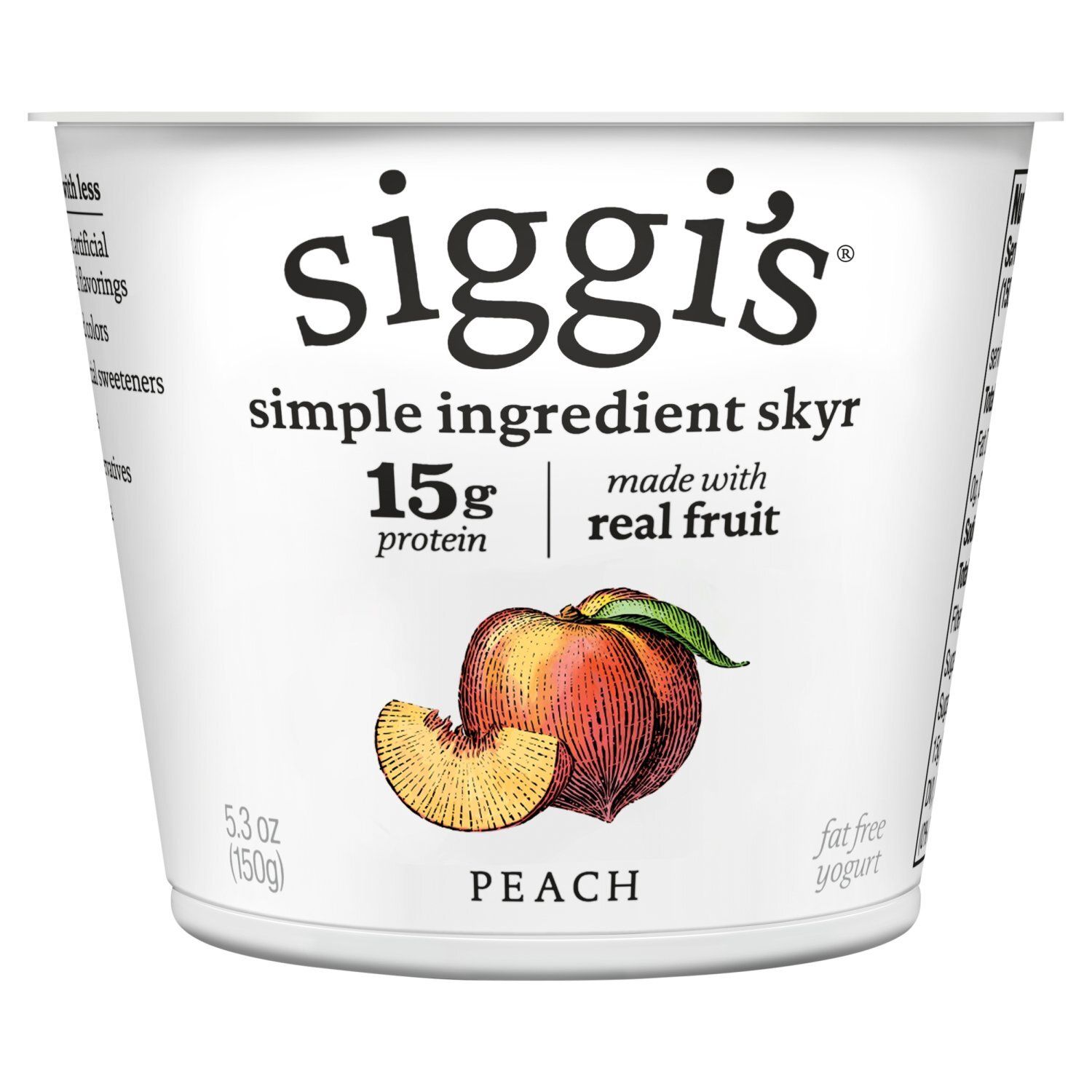 Siggi&#39;s Peach Fat Free Yogurt, 5.3 oz