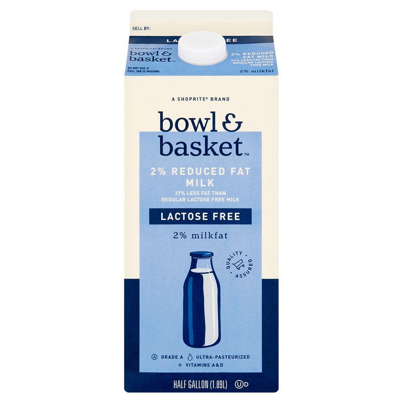 Bowl &amp; Basket Lactose Free 2% Reduced Fat Milk, half gallon