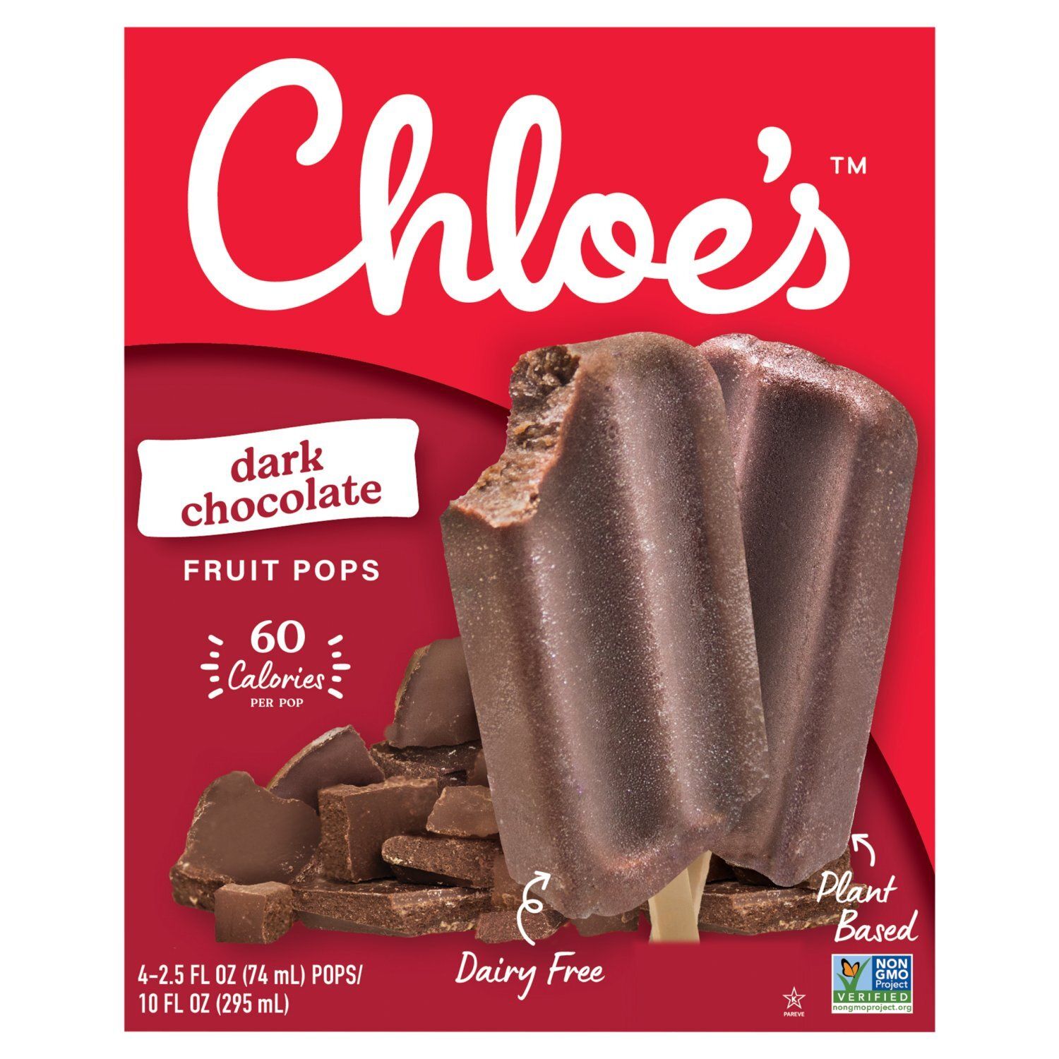 Chloe&#39;s Dark Chocolate Fruit Pops, 2.5 fl oz, 10 count