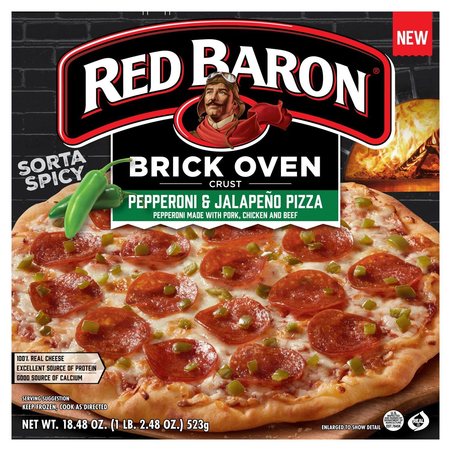 Red Baron Brick Oven Crust Pepperoni &amp; Jalapeño Pizza, 18.48 oz