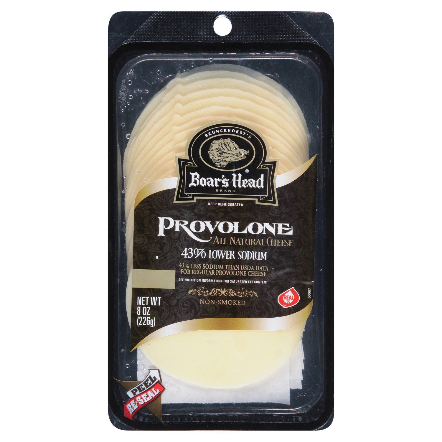 Boar&#39;s Head Non-Smoked 43% Lower Sodium Provolone All Natural Cheese, 8 oz