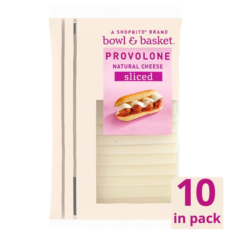 Bowl &amp; Basket Sliced Provolone Natural Cheese, 10 count, 8 oz