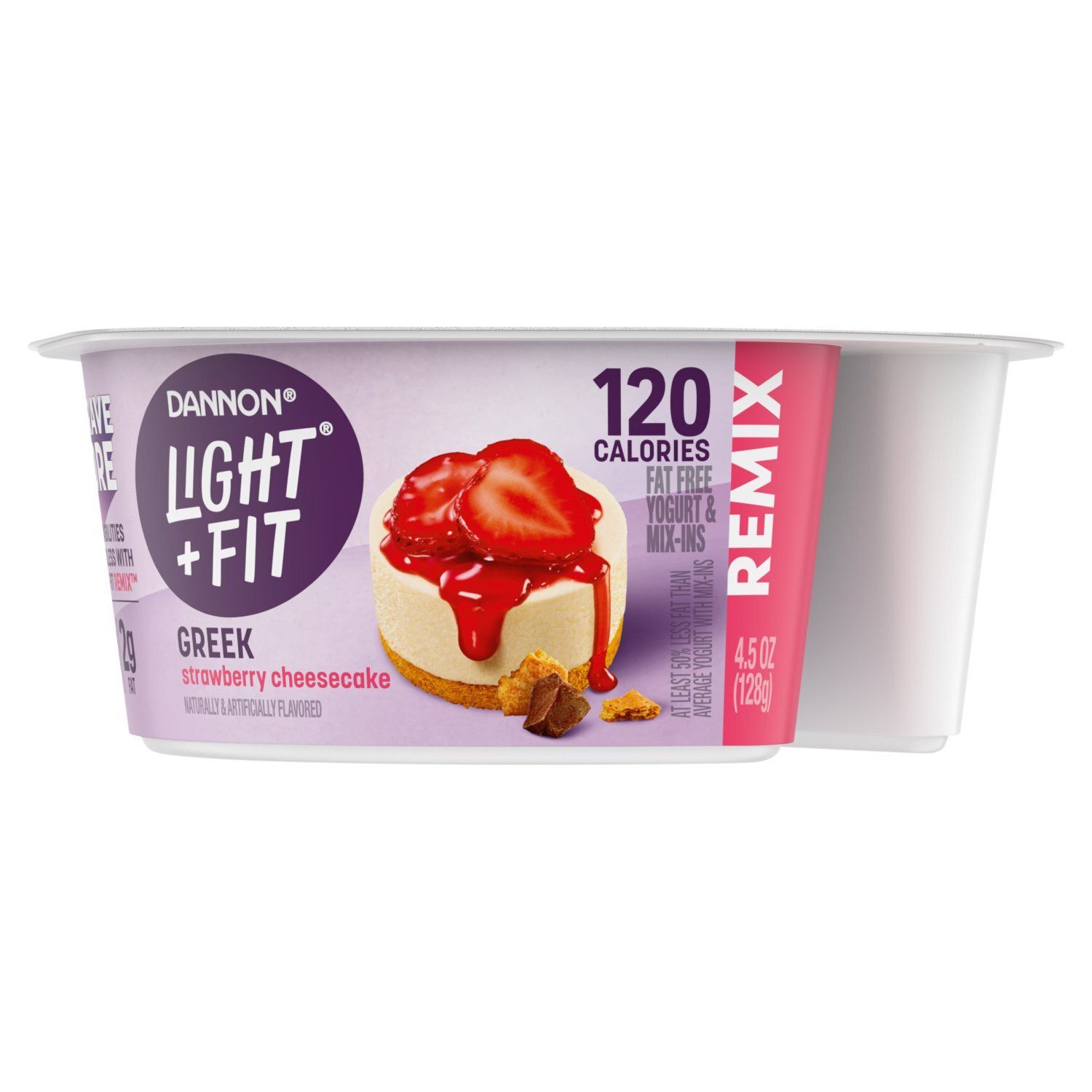 Dannon Light + Fit Remix Greek Strawberry Cheesecake Fat Free Yogurt &amp; Mix-Ins, 4.5 oz