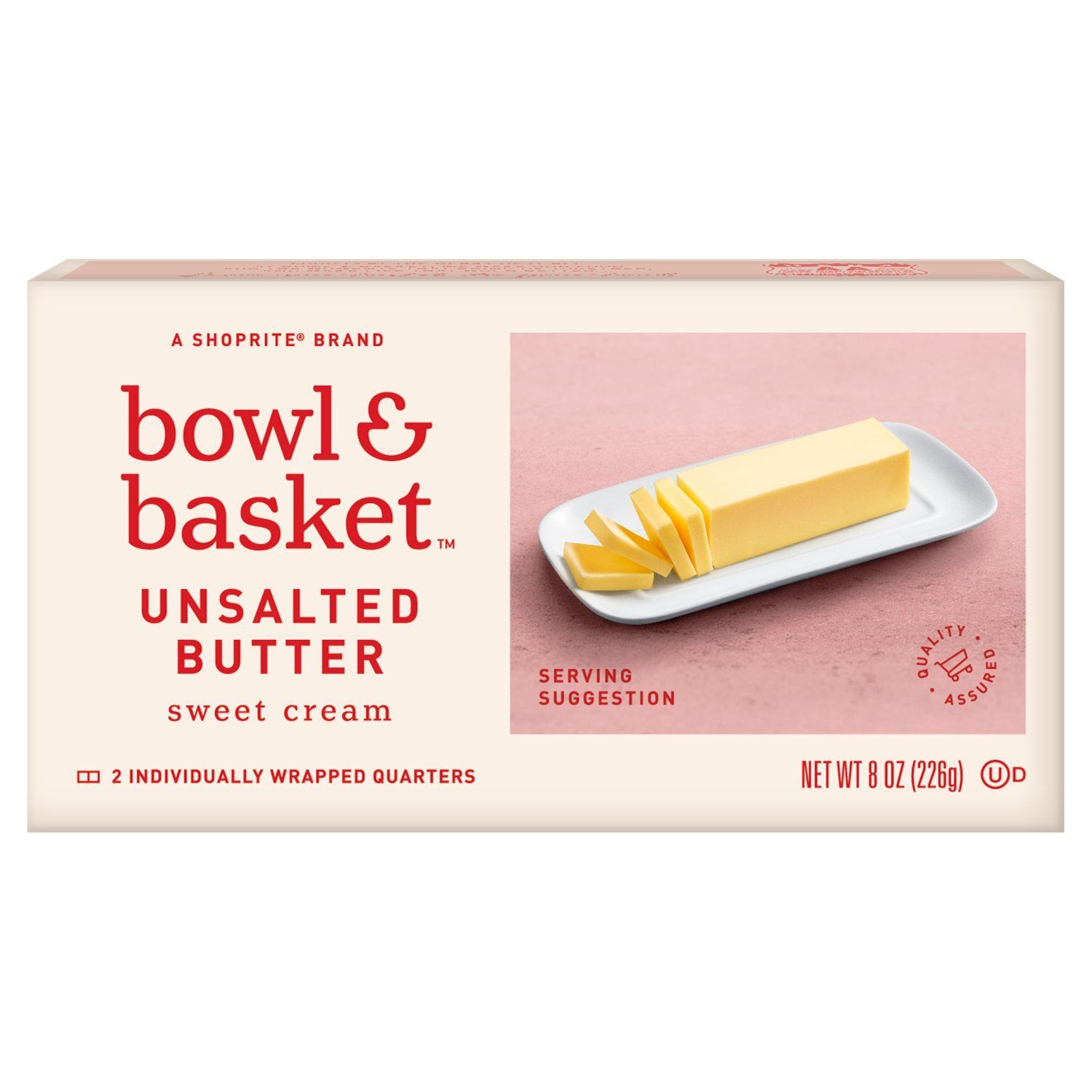 Bowl &amp; Basket Sweet Cream Unsalted Butter, 2 count, 8 oz