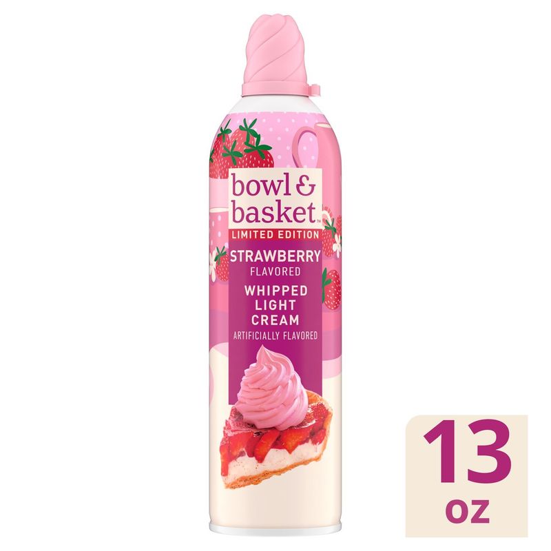 Bowl &amp; Basket Strawberry Flavored Whipped Light Cream Limited Edition, 13 oz