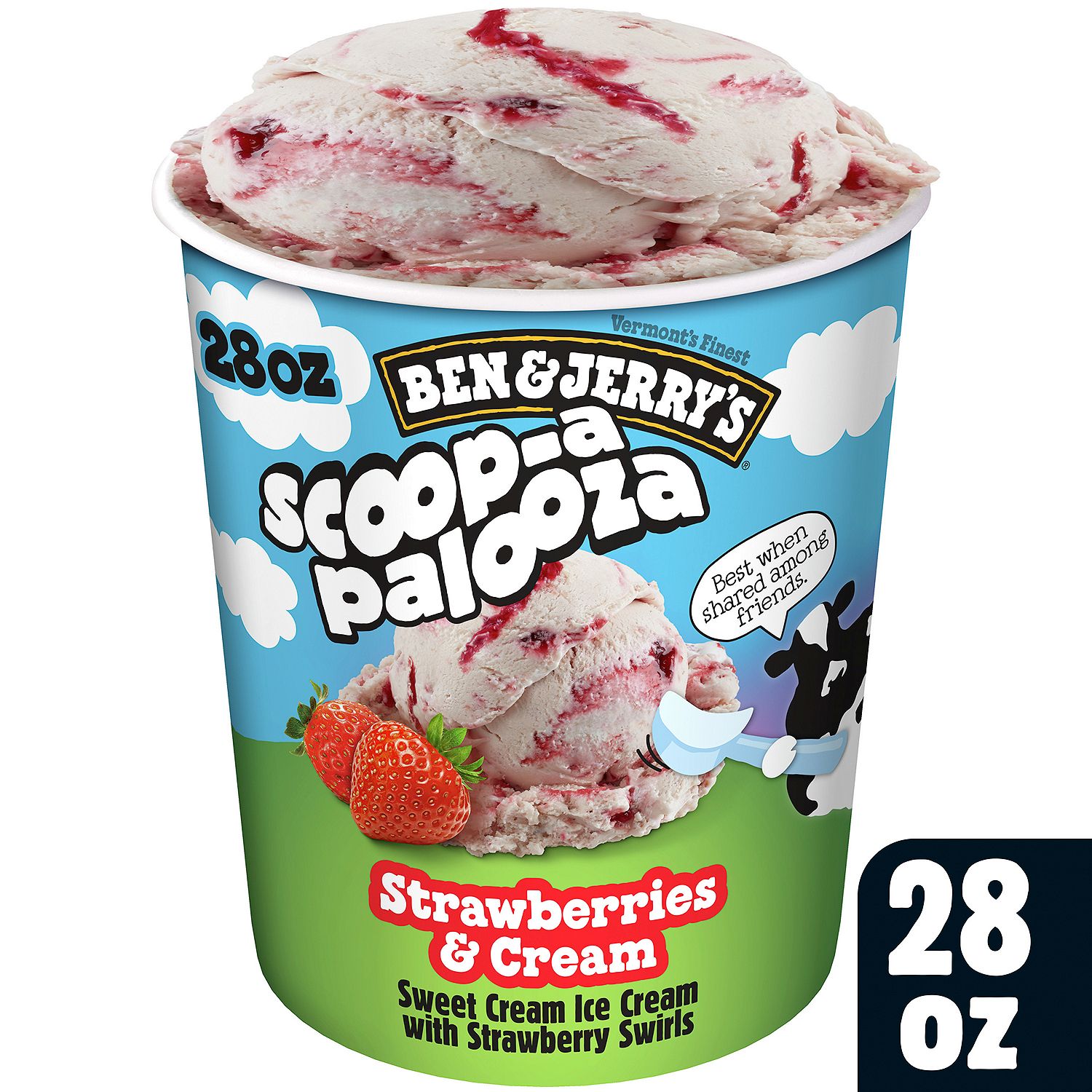 Ben &amp; Jerry&#39;s Scoop-a Palooza Strawberries &amp; Cream Ice Cream, 28 fl oz
