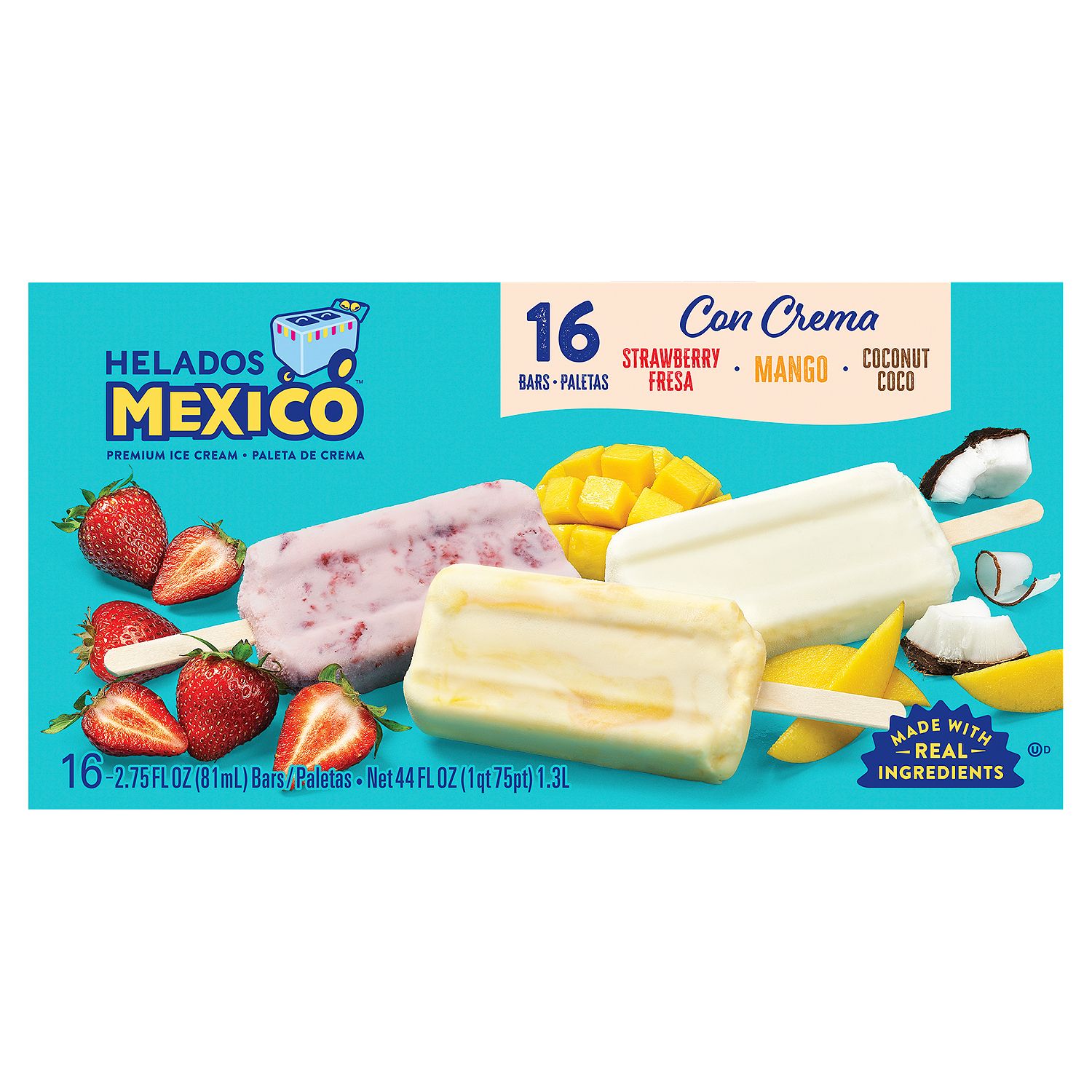 Helados Mexico Premium Ice Cream, 2.75 fl oz, 16 count