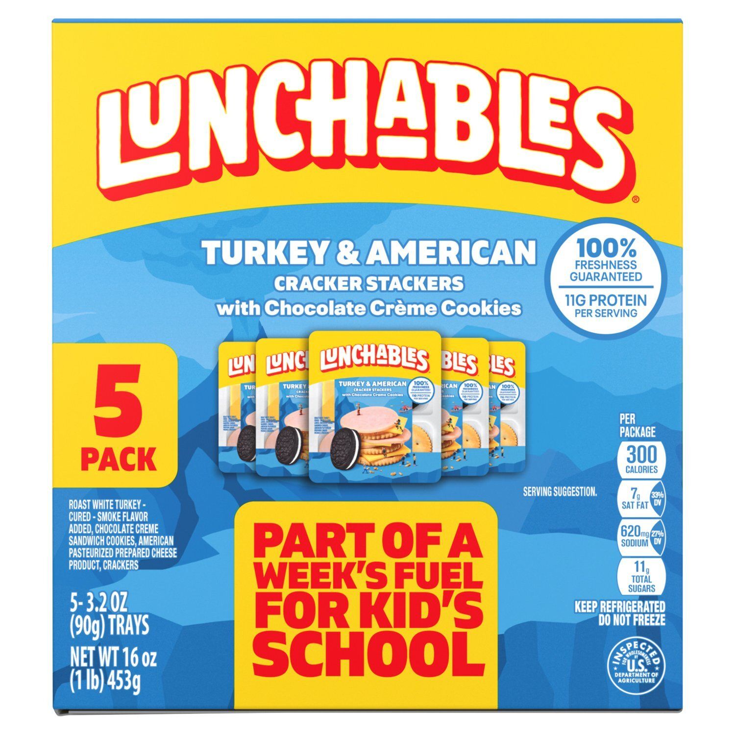 Lunchables Turkey &amp; American Cracker Stackers with Chocolate Crème Cookies, 3.2 oz, 5 count