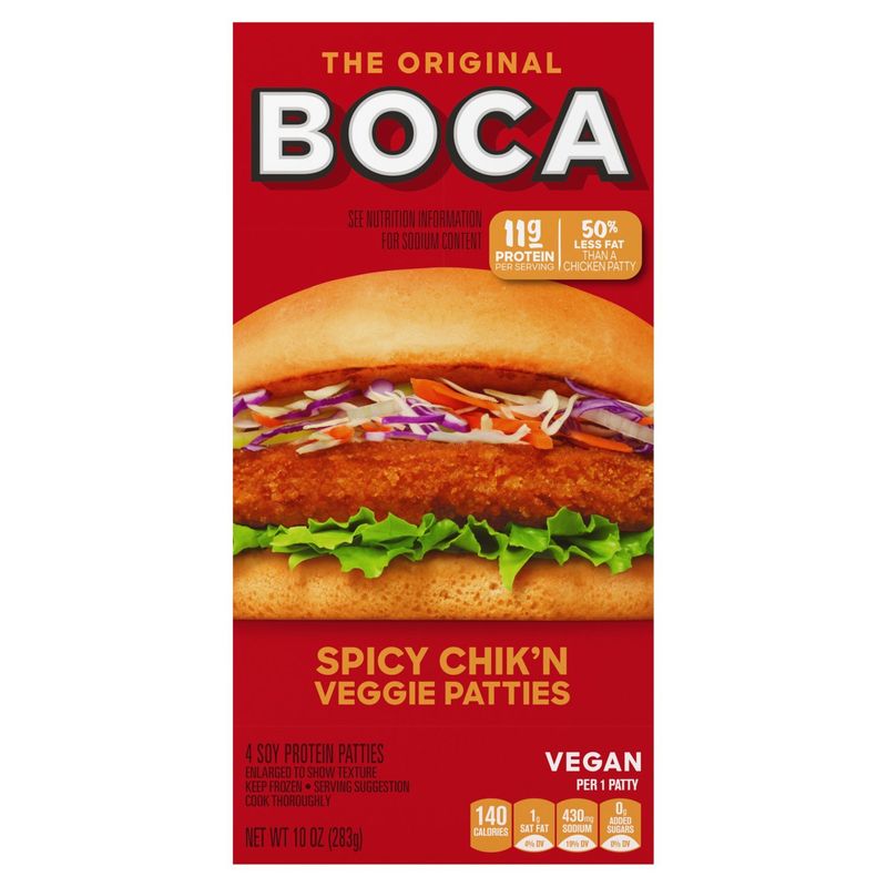 Boca The Original Spicy Chik&#39;n Veggie Patties, 4 count, 10 oz