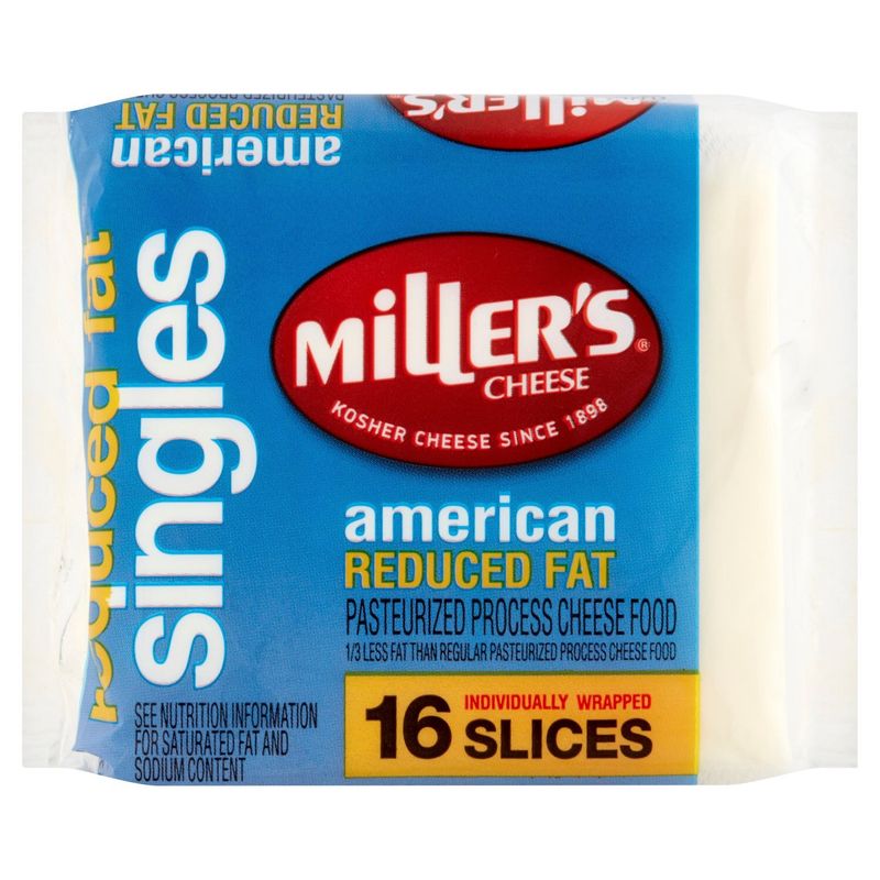 Miller&#39;s Singles Reduced Fat White American Cheese, 16 count, 12 oz