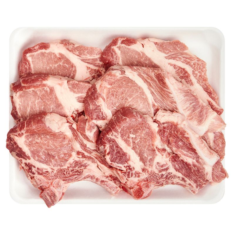 Fresh Rib End Pork Loin Chops, Bone In, Family Pack, Average Weight 3 lb Pack