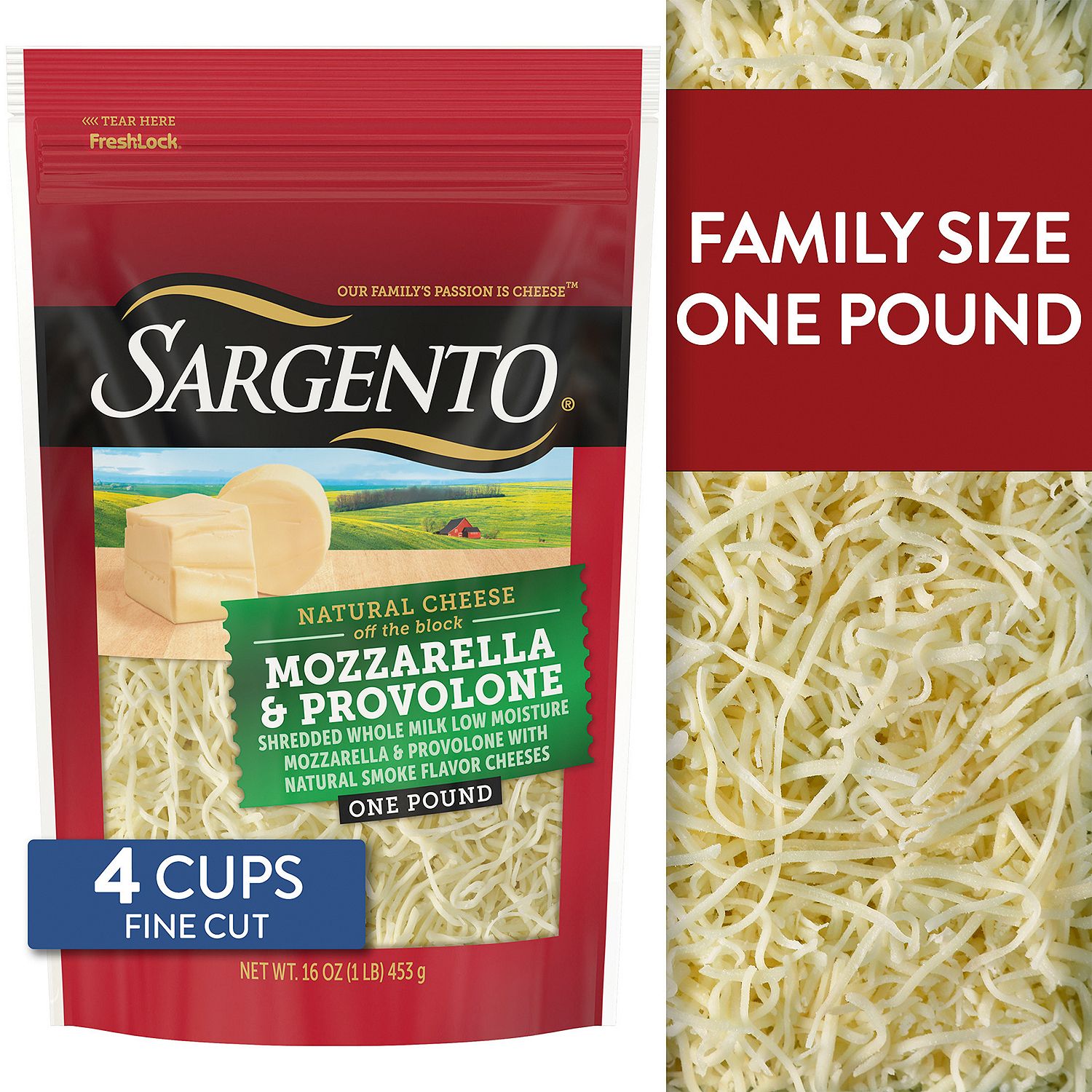 Sargento Fine Cut Mozzarella &amp; Provolone Natural Cheese, 16 oz