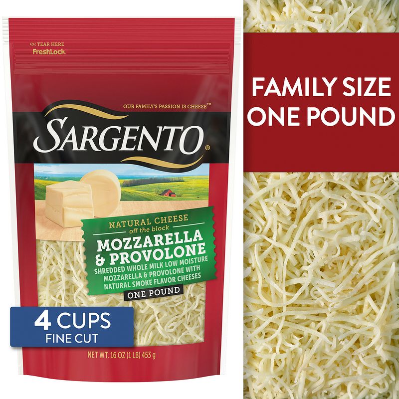 Sargento Fine Cut Mozzarella &amp; Provolone Natural Cheese, 16 oz