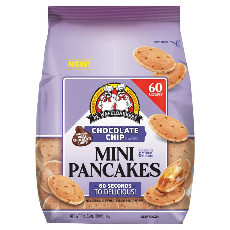 De Wafelbakkers Chocolate Chip Flavored Mini Pancakes, 6 count, 1 lb 5.2 oz