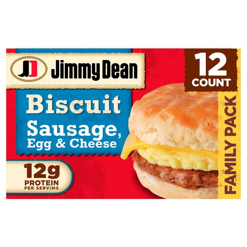 Jimmy Dean Biscuit Sausage Egg &amp; Cheese Sandwiches Family Pack, 12 count, 54 oz