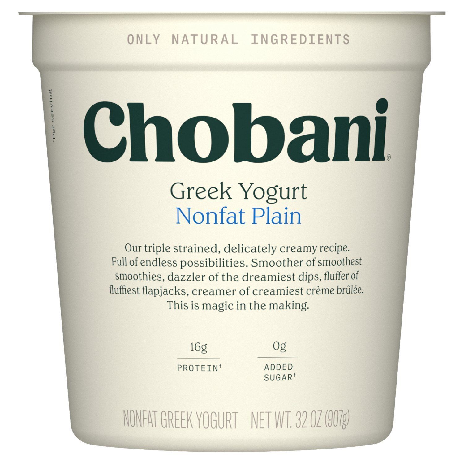 Chobani Nonfat Plain Greek Yogurt, 32 oz
