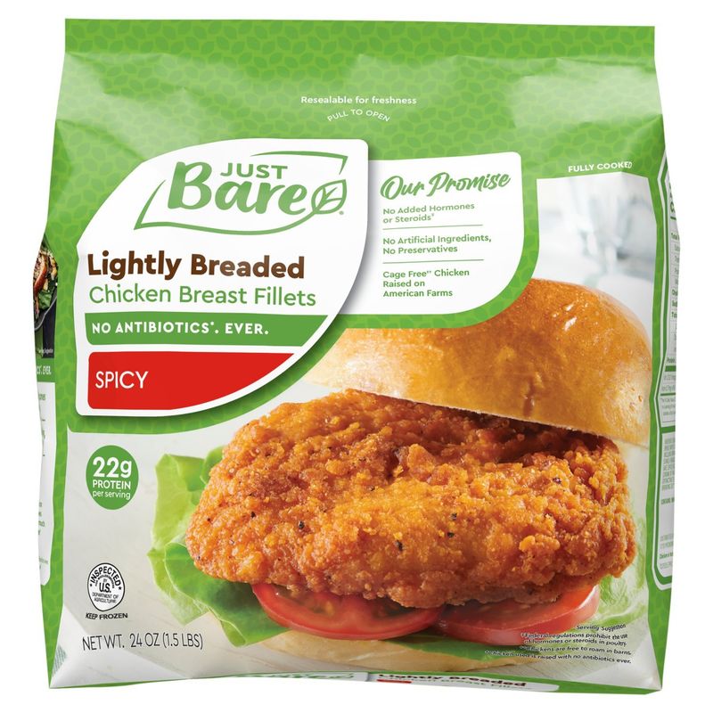 Just Bare Spicy Lightly Breaded Chicken Breast Fillets, 24 oz