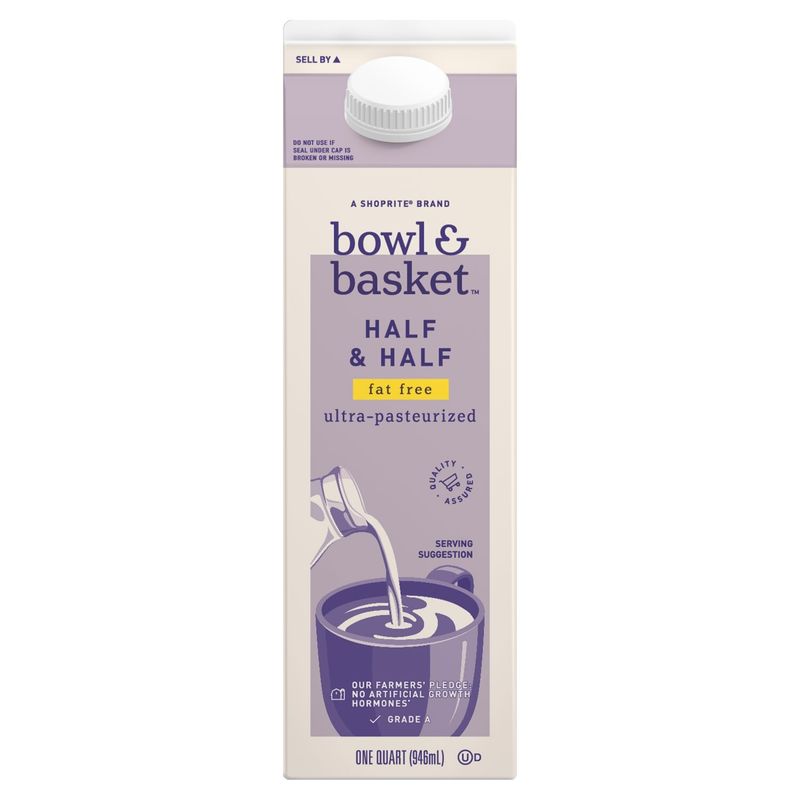 Bowl &amp; Basket Fat Free Half &amp; Half, one quart