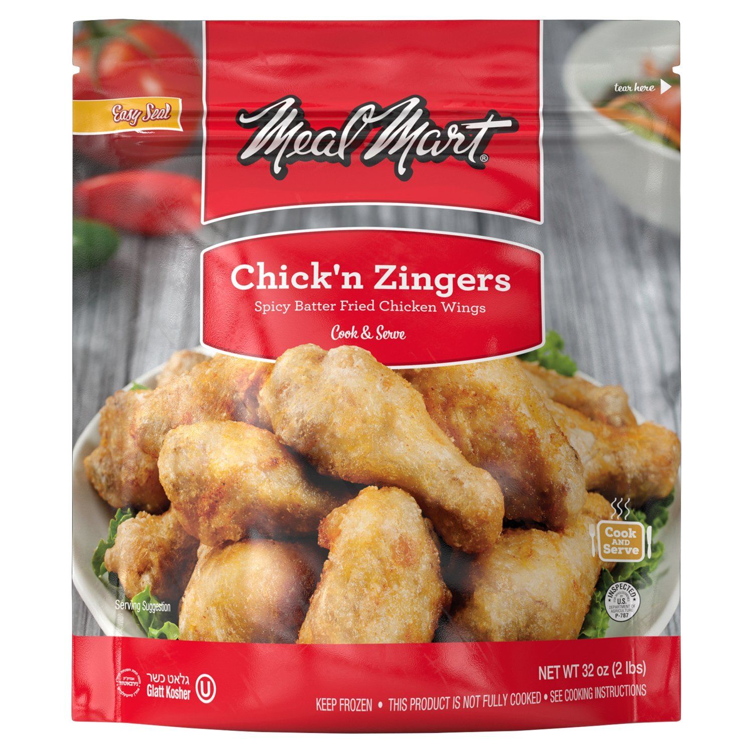 Meal Mart Chick&#39;n Zingers Spicy Batter Fried Chicken Wings, 32 oz