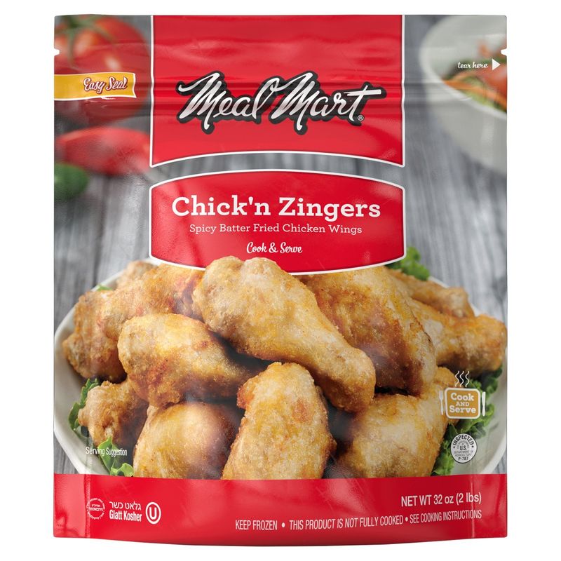 Meal Mart Chick&#39;n Zingers Spicy Batter Fried Chicken Wings, 32 oz