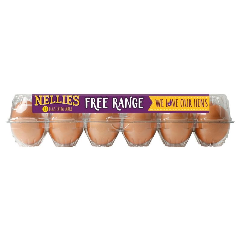 Nellie&#39;s Fresh Brown Free Range Eggs, Extra Large, 12 count, 27 oz