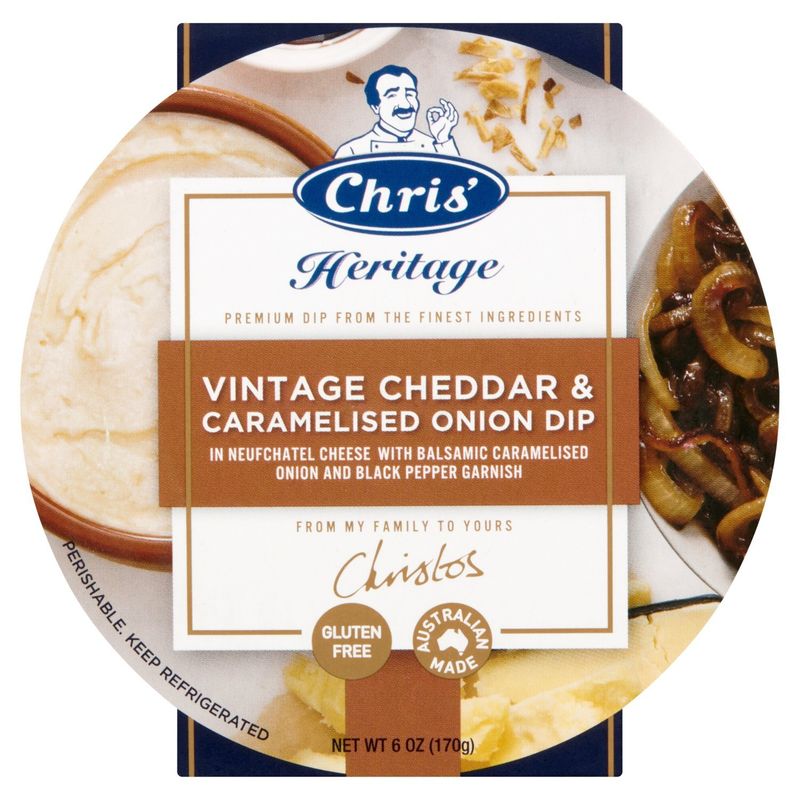 Chris&#39; Heritage Vintage Cheddar &amp; Caramelised Onion Dip, 6 oz