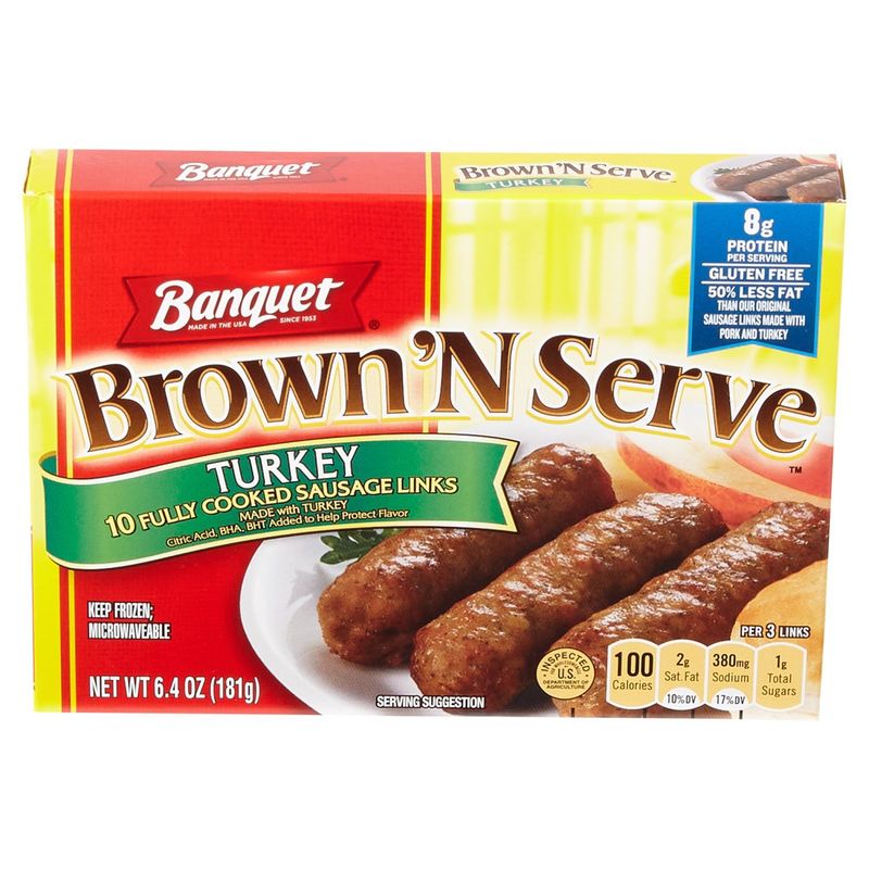 Banquet Brown &#39;N Serve Turkey Fully Cooked Sausage Links, 10 count, 6.4 oz