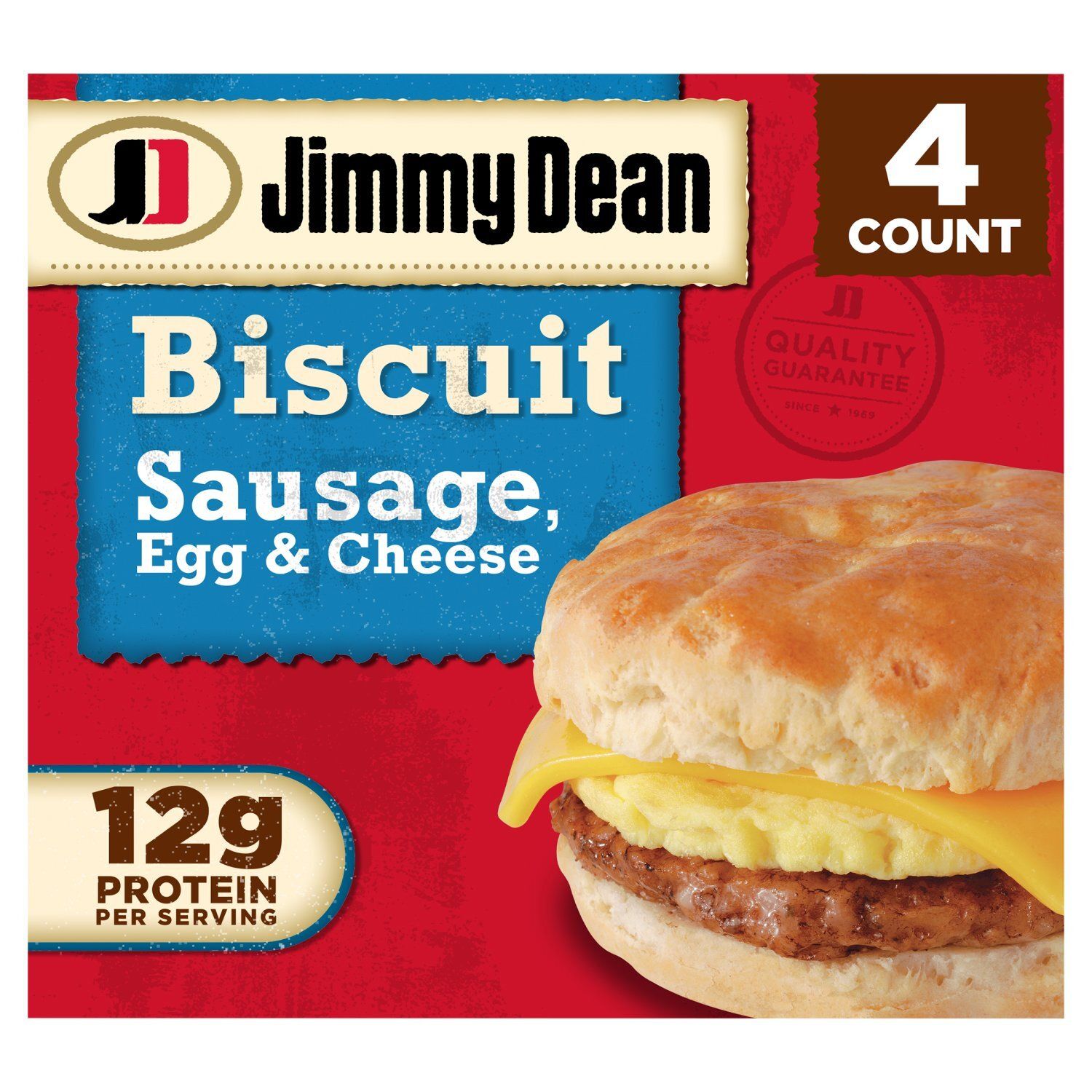 Jimmy Dean Sausage, Egg &amp; Cheese Biscuit Sandwiches, 4 count, 18 oz