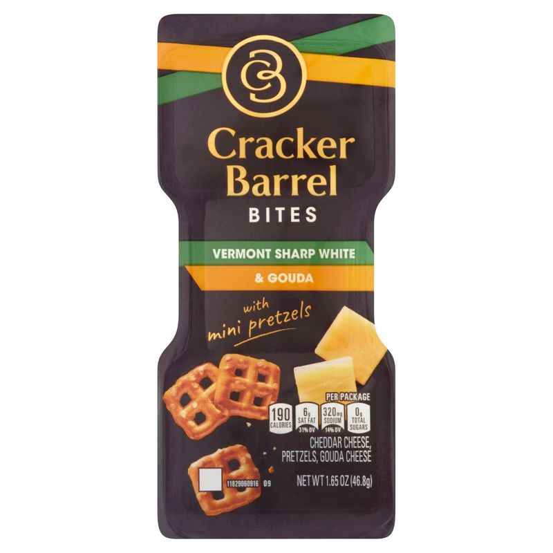 Cracker Barrel Vermont Sharp White &amp; Gouda Bites with Mini Pretzels, 1.65 oz