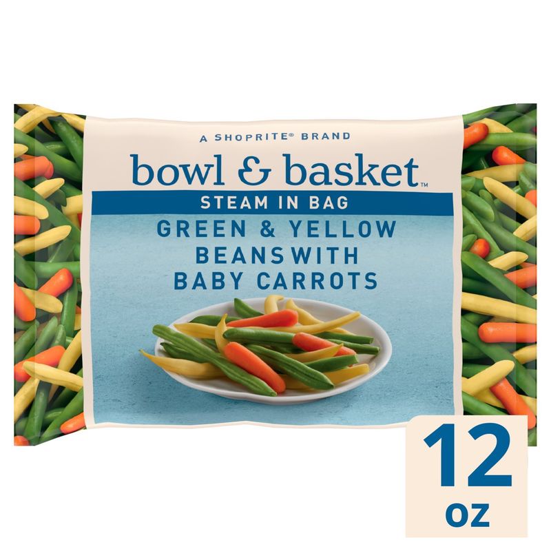 Bowl &amp; Basket Steam in Bag Green &amp; Yellow Beans with Baby Carrots, 12 oz