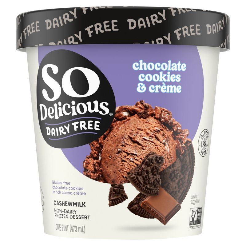 So Delicious Dairy Free Chocolate Cookies &amp; Crème Cashewmilk Non-Dairy Frozen Dessert, one pint