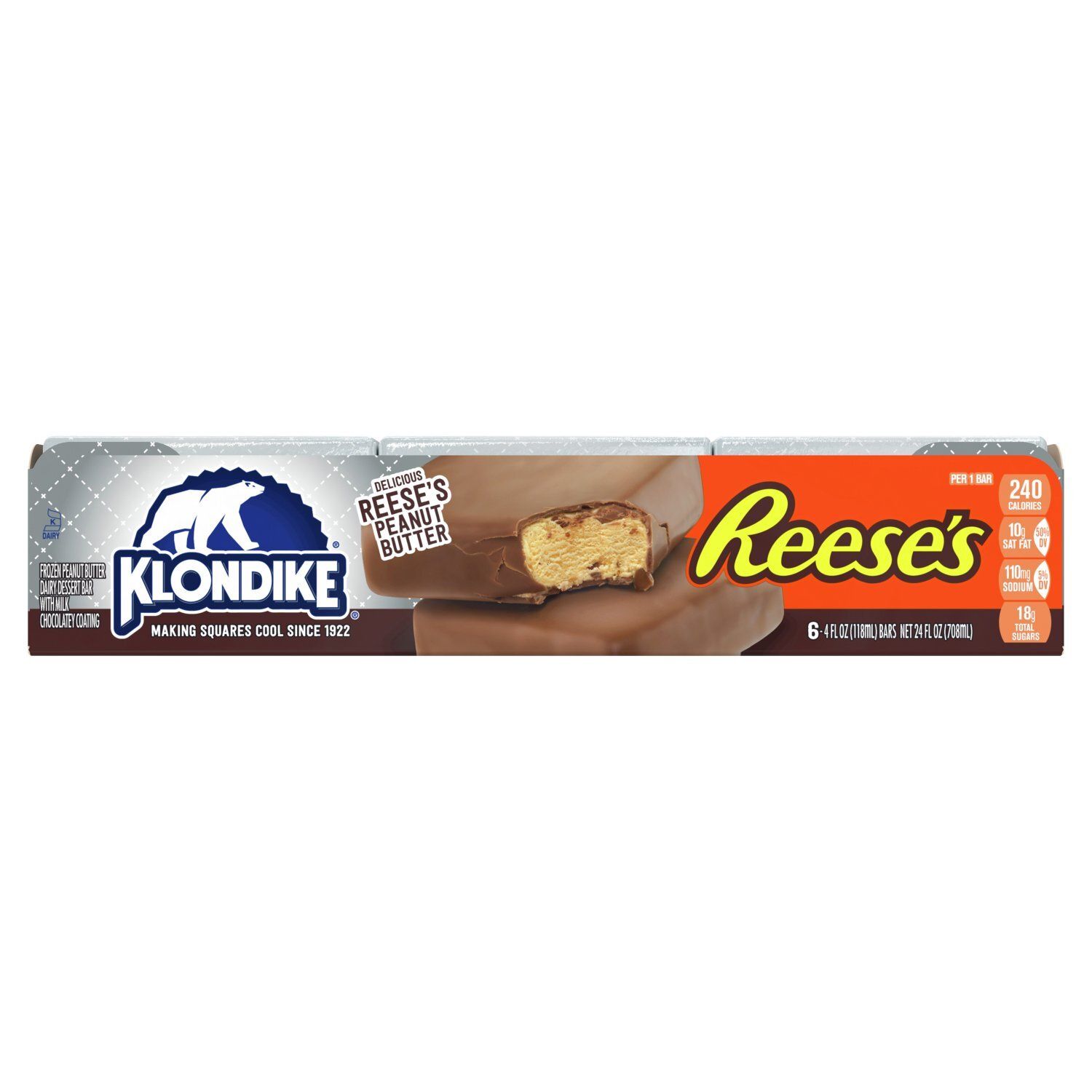 Klondike Reese&#39;s Frozen Peanut Butter Dairy Dessert Bars, 4 fl oz, 6 count