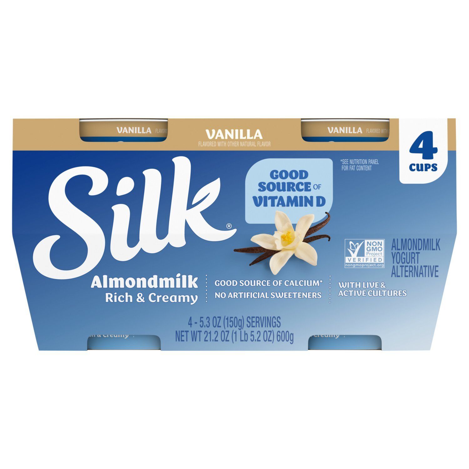 Silk Rich &amp; Creamy Vanilla Almondmilk Yogurt Alternative, 5.3 oz, 4 count
