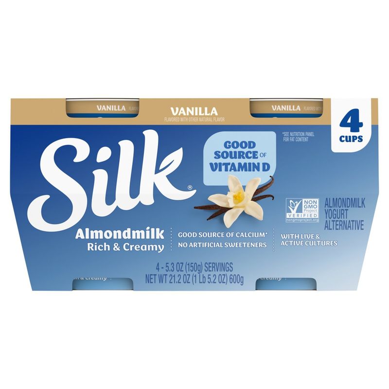 Silk Rich &amp; Creamy Vanilla Almondmilk Yogurt Alternative, 5.3 oz, 4 count