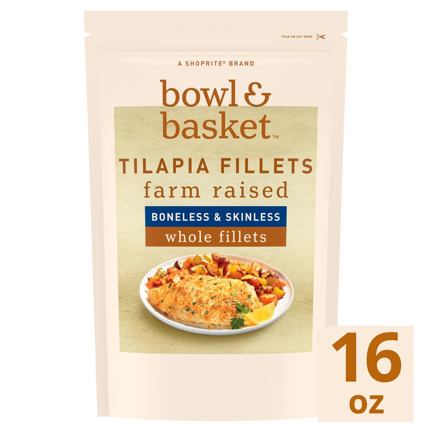 Bowl &amp; Basket Boneless &amp; Skinless Whole Tilapia Fillets, 16 oz