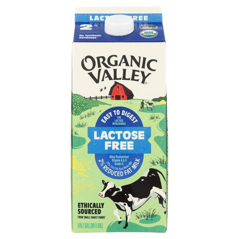 Organic Valley Lactose Free 2% Reduced Fat Milk, half gallon