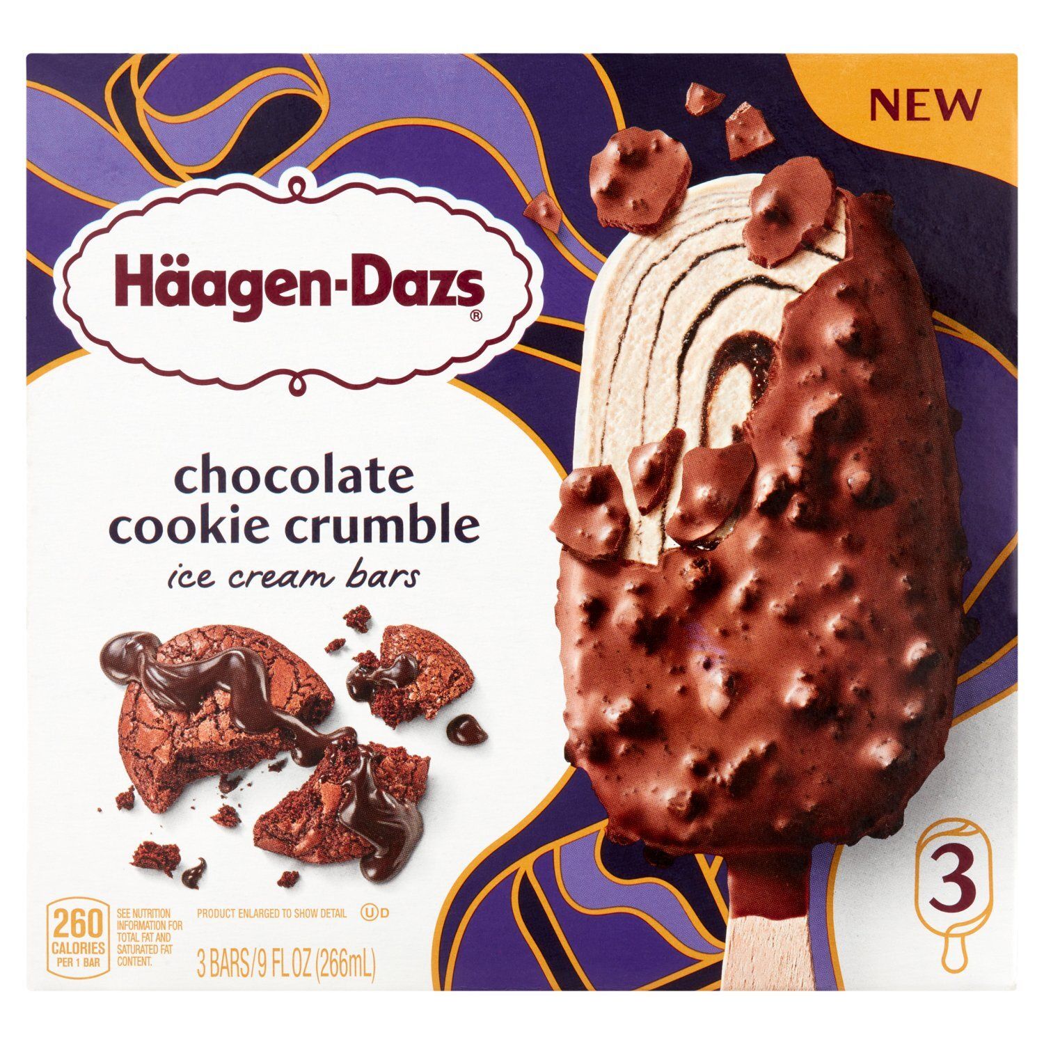 Häagen-Dazs Chocolate Cookie Crumble Ice Cream Bars, 3 count, 9 fl oz