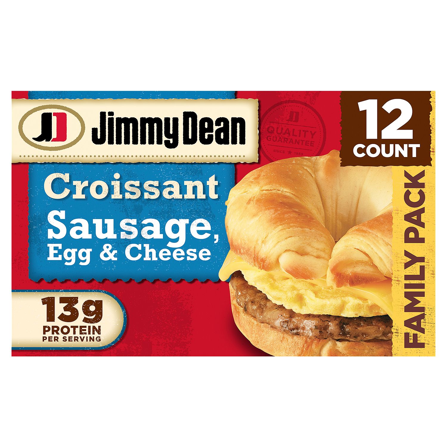 Jimmy Dean Croissant Breakfast Sandwiches with Sausage, Egg, and Cheese, Frozen, 12 count